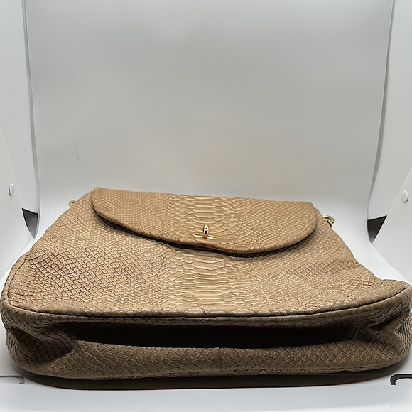 Henri Bendel Beautiful Tan Reptile Skin Print Leather Handbag Purse 🌸🌸 - Picture 12 of 12